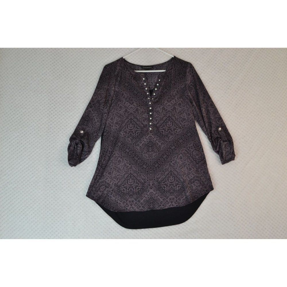 Rock & Republic Women's Small Purple Geometric Print Tunic Blouse